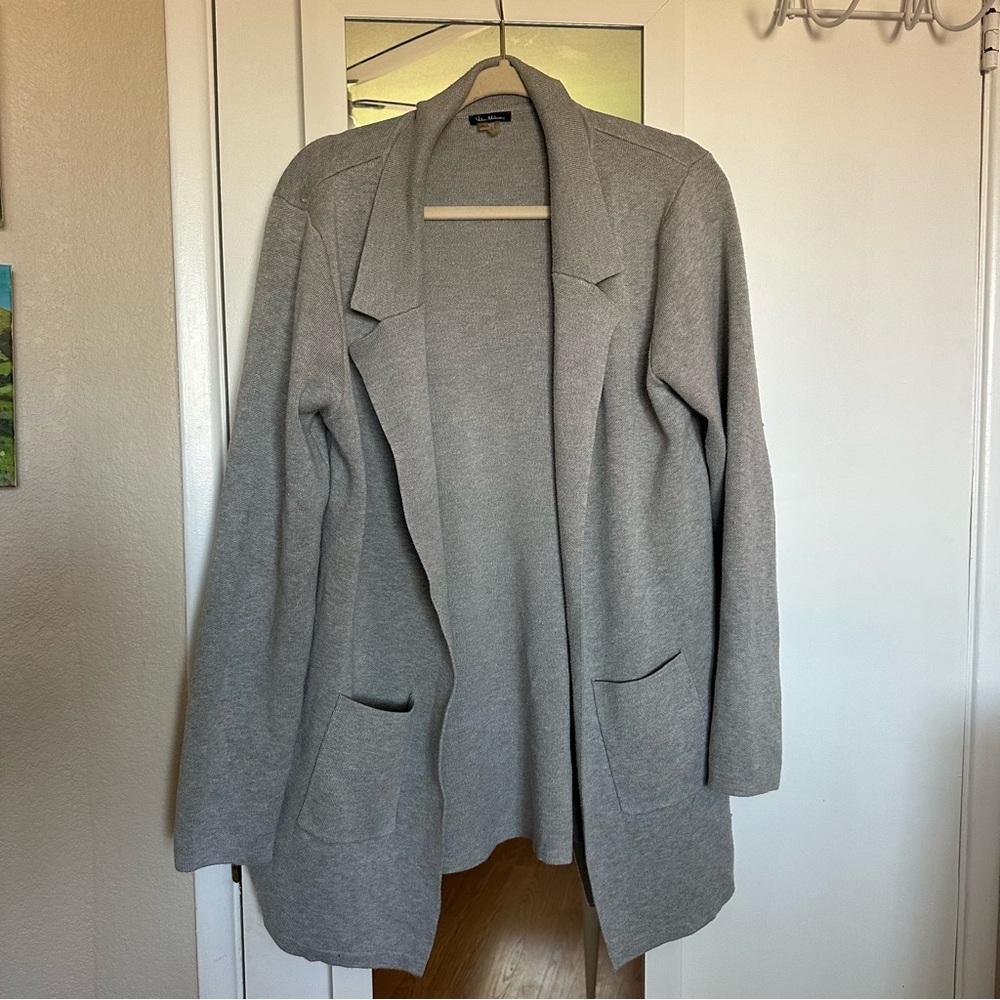 Gray Open Front Cardigan